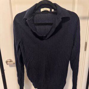 Buck Mason Cashmere Long Sleeve Polo - navy